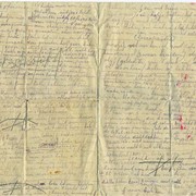Dit is de achterkant van dezelfde brief, tijdens de oorlog in het Jappenkamp door mijn moeder volgeschreven met recepten. Hongerige geinterneerden fantaseerden veel over de feestmaaltijden die zij zouden aanrichten na de oorlog en wisselden alvast de recepten uit. Het hielp tegen de honger, vreemd genoeg.