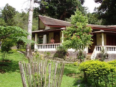 Bukit Lawang Cottages telt zo'n dertig stenen huisjes met veranda.    