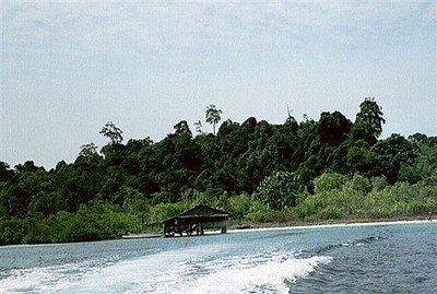 Het eiland Labulabu, bijgenaamd Pasirputih (wit strand), bewoond door één gezin dat zich in leven houdt met visserij en het verzamelen van zeewier    