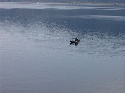 Met een zwaai gaat het geleegde net weer terug in het water